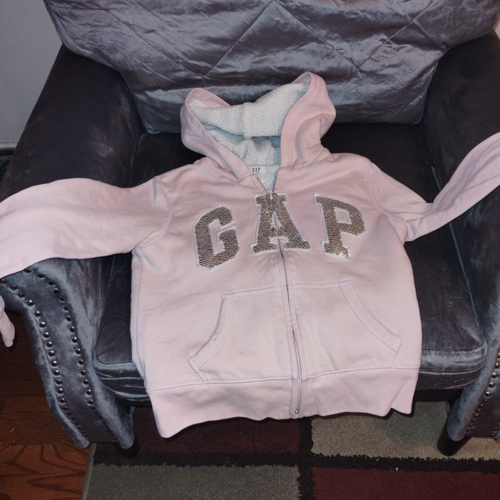 GAP Kids Light Pink Sequin Logo Hoodie
